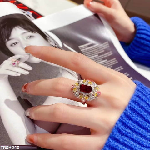 TRSH240 CJD Tear Step Baguette Adjustable Ring - TRSH