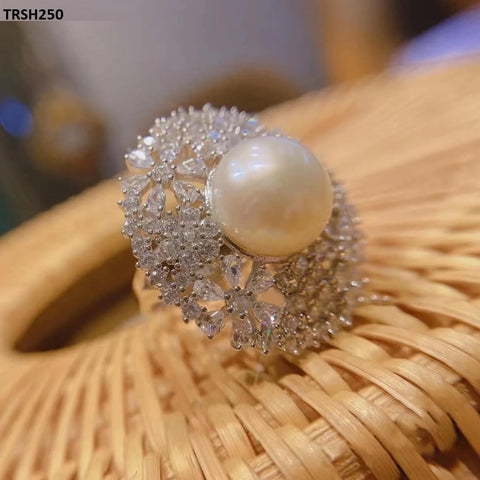 TRSH250 CJD Pearl Flower Cathedral Adjustable Ring - TRSH