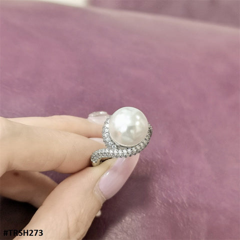 TRSH273 CJD  Imported Cathrdral Round Pearl Ring Adjustable - TRSH