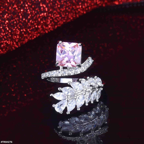 TRSH276 GWH Pink Square Leaf's Adjustable Ring - TRSH