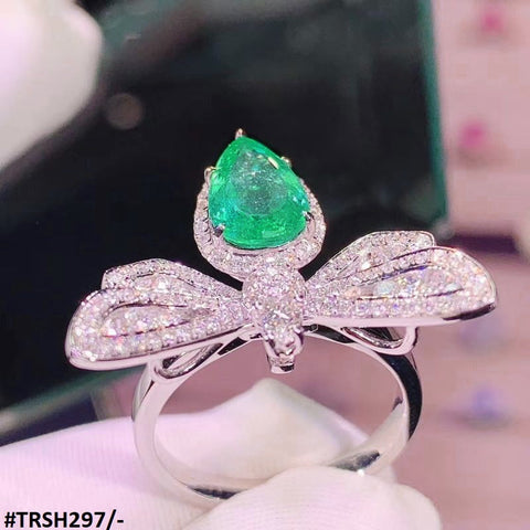 TRSH297 KYC Greenish Tear Butterfly Ring - TRSH