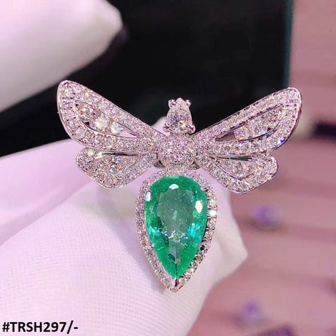 TRSH297 KYC Greenish Tear Butterfly Ring - TRSH