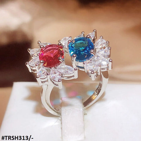 TRSH313 KYC Aqua/Red Adjustable Ring - TRSH