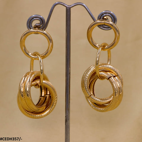 CEDH357 REP Round Chain Link Drop Earrings Pair - CEDH