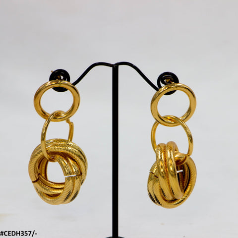 CEDH357 REP Round Chain Link Drop Earrings Pair - CEDH